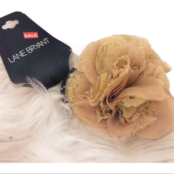 Lane Bryant Tan Rosette Fabric Hair Tie Brooch Pin NWT - Picture 1 of 3